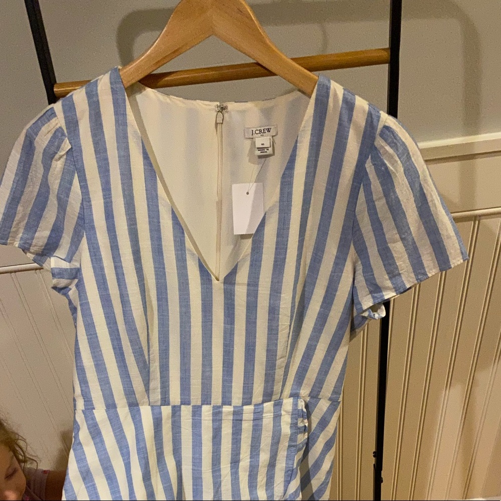 J.Crew size 10 blue & white strip ruffles